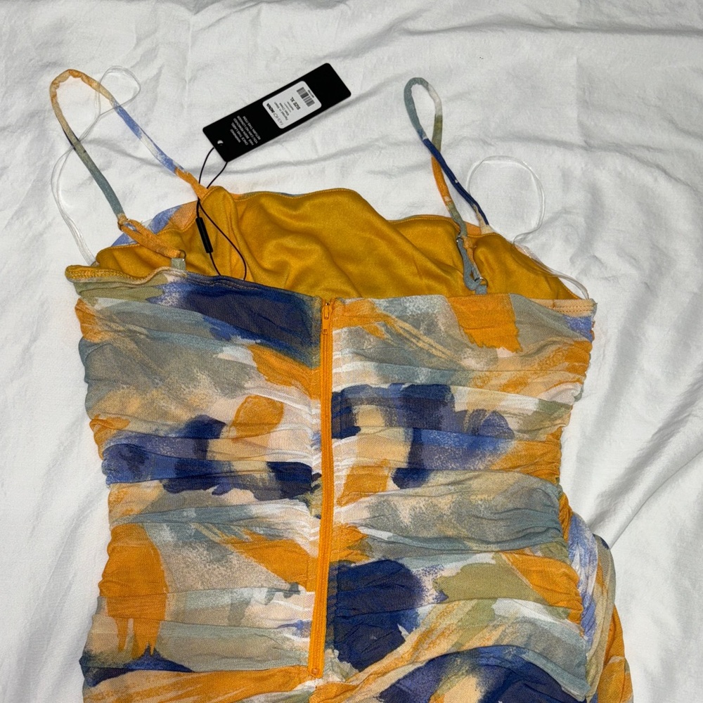 Fashion Nova Yellow and Blue Midi Dress - Picture 6 of 6